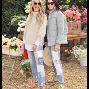 NWT Mother Carolyn Murphy Tomcat patchwork high-rise straight-leg jeans